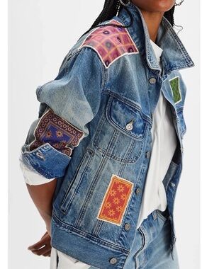 NWT FREE PEOPLE X FOUND Kantha Patchwork Denim Jacket SZ: L